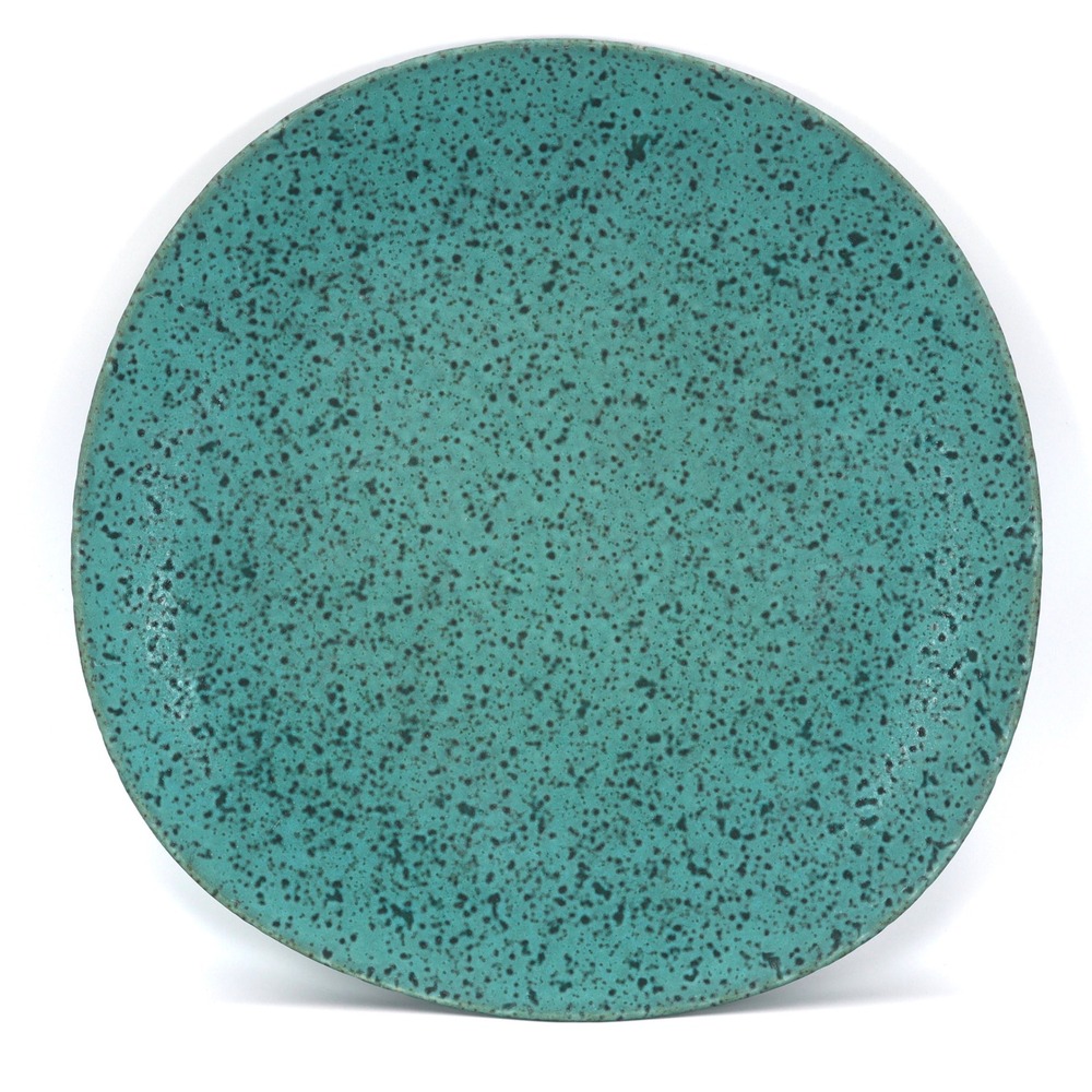 Anthropologie Zoysia Turquoise Dinner Plate 11" Matte Speckle Stoneware Portugal